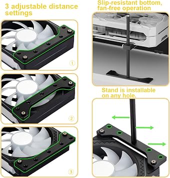 GPU Support Bracket, GPU Holder Stand, Adjustable GPU Sag Bracket Graphics Card Support for 12cm Fan Mount CNC Aluminum (0.63-6.3inch)