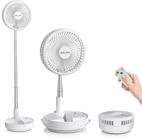 Belife X8 Ventilador Portátil, Ventilador Oscilante Operado por Batería de 7200mAh Sin Cable, Ventilador de Escritorio y Piso Recargable por USB con