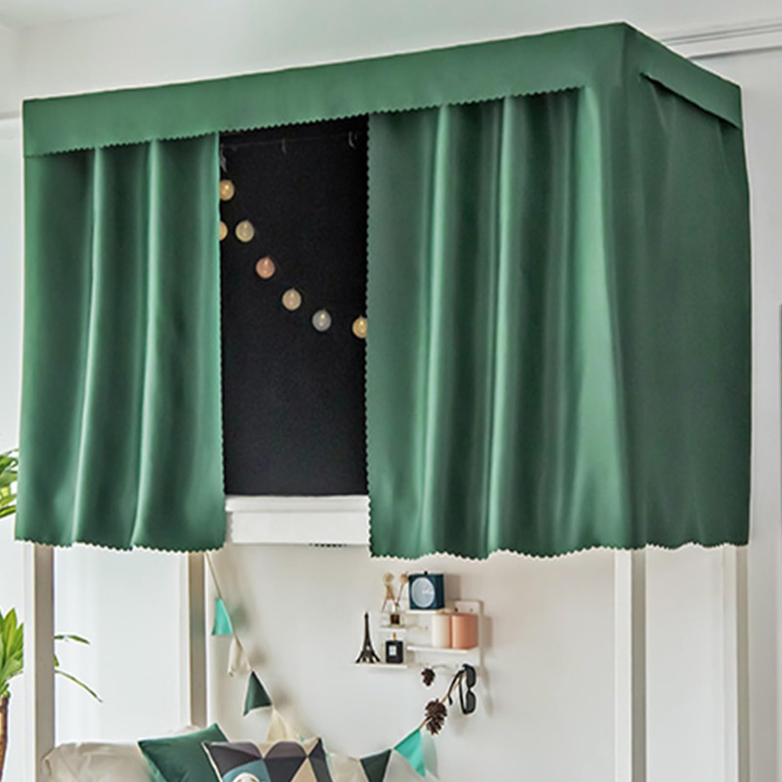 LVYUDS Blackout Bunk Bed Tent 3-Layer Fabric Bunk Bed Curtains Universal for Offices Dust-Proof Loft Bed Curtains Soundproof for Naps(Curtain*3,1.5M_GREEN A)