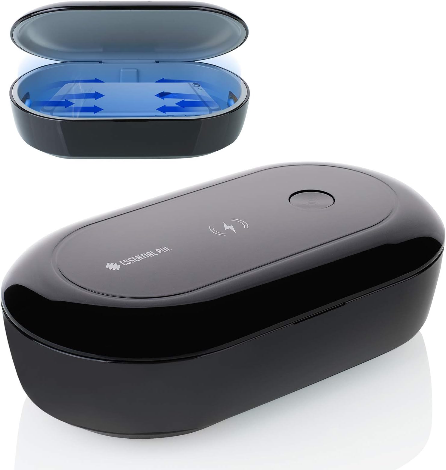 EssentialPal UV Sterilizer Box | UV Light Sanitizer Wireless Charger, Quick Sterilization in 99 Seconds or 180 Seconds for Mobile Phone, Keys & Everyday Accessories | Aromatherapy Function