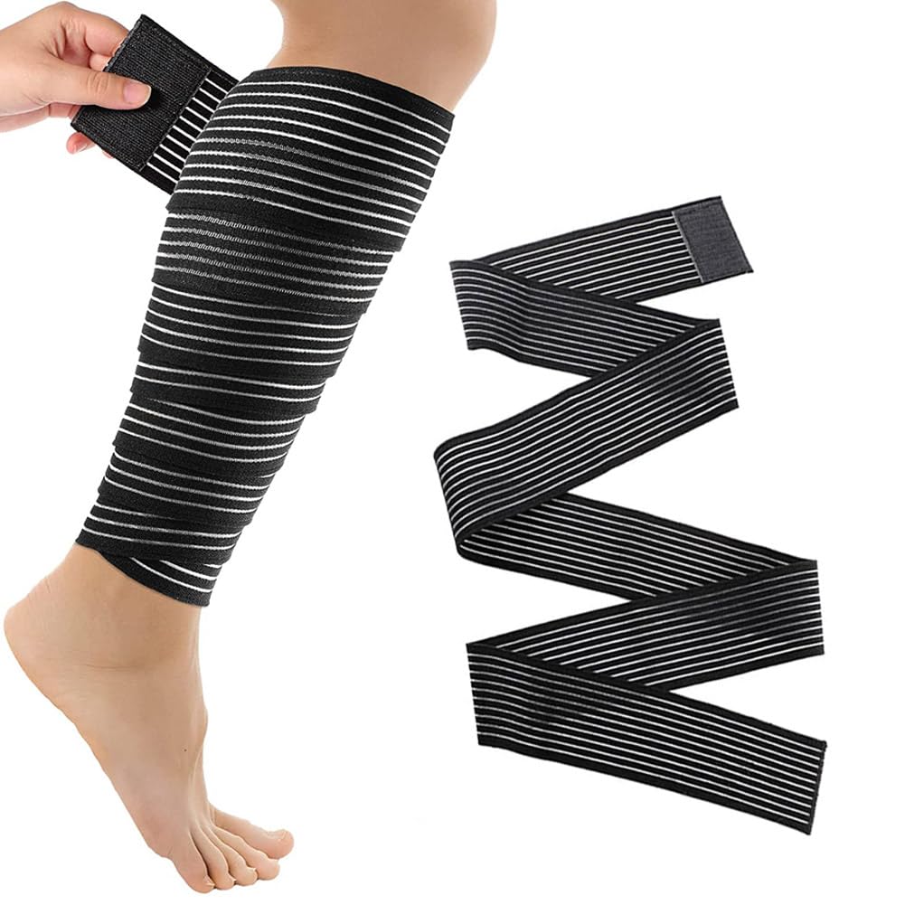 Extra Long Elastic Knee Wrap Compression Bandage Brace Support for Legs, Plantar Fasciitis, Stabilising Ligaments, Joint Pain, Squat, Basketball, Running, Tennis.