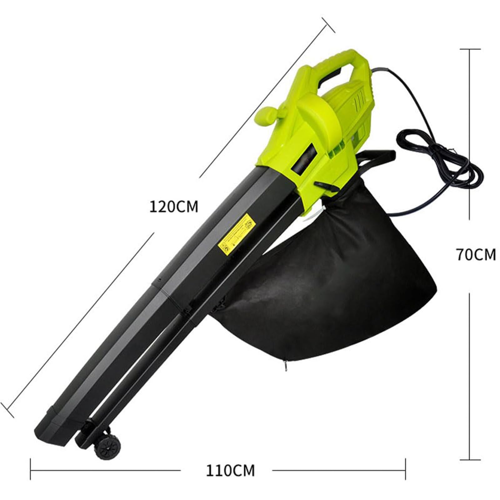 Soplador y Aspirador de Hojas 3 en 1 para jardín, 3000 W, Bolsa recolectora de 40 L, Velocidad del Viento 270 km/h, Ligero y Potente, Ideal para el Cuidado del césped.
