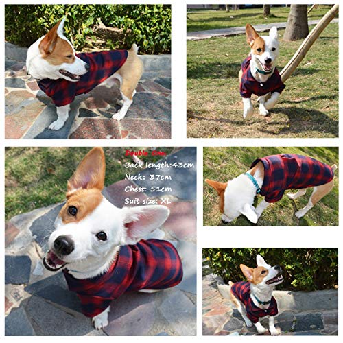 Koneseve Dog Shirt, Pet Plaid Clothes Shirt T-Shirt, Sweater Bottoming Shirt For Small Dog Cat Puppy Grid Adorable Wearing Stylish Cozy Halloween,Christmas Costumes (Red;Xxl) #TOP6