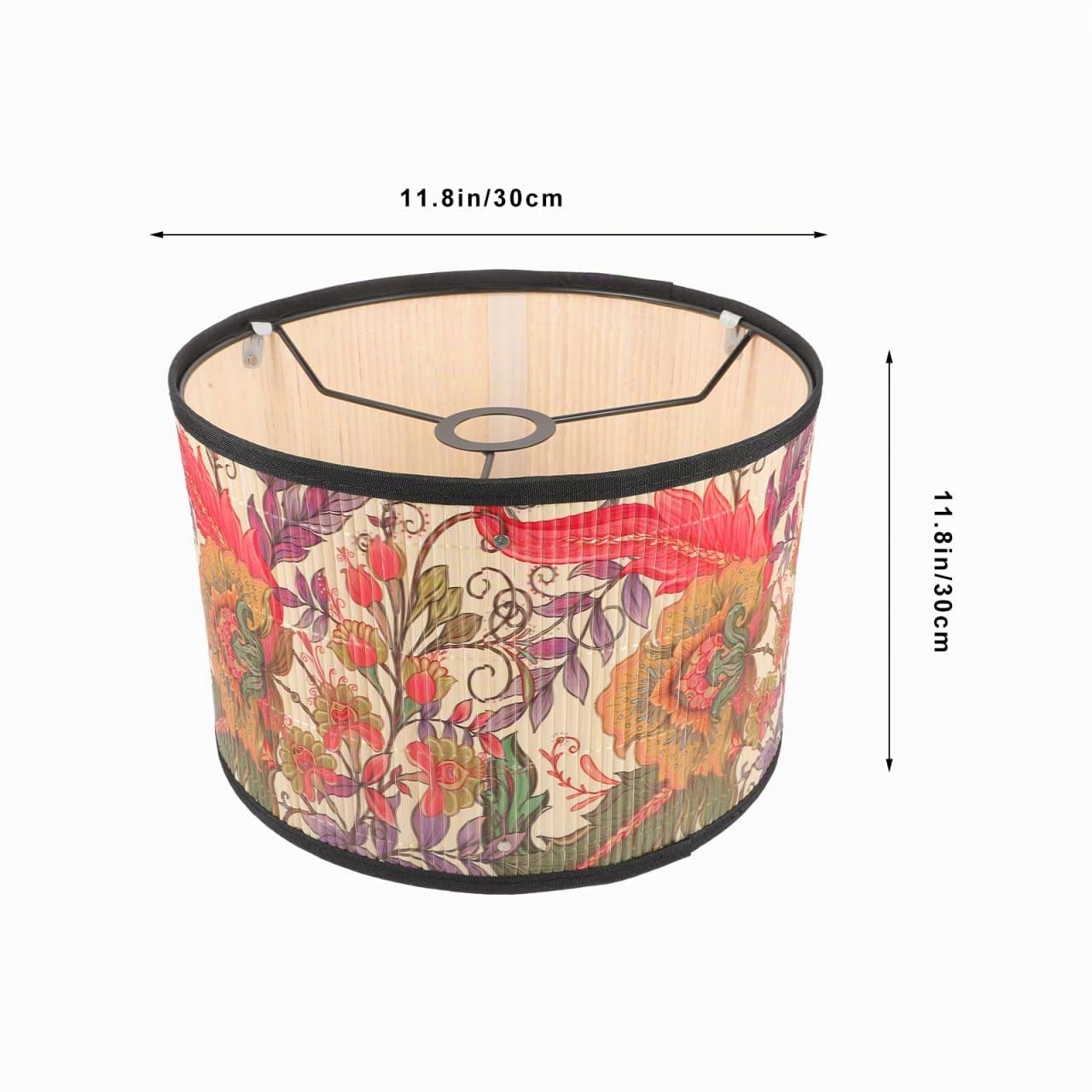 DOITOOL Paralume in Bambù 12 Pollici Con Design Stampato Floreale Paralume Per Lampada Da Tavolo Soggiorno Camera Da Letto Sala Da Pranzo Decorazione Interni Naturale Elegante