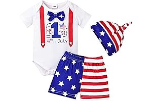 My First 4th of July Outfit Baby Boy Footie and Pants Set