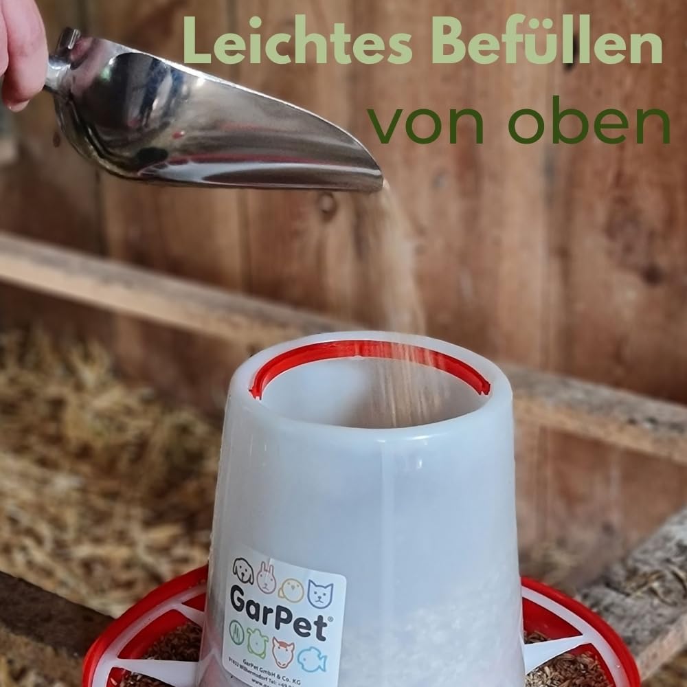 GarPet Futterautomat Hühner + Hühnertränke im Set Futterspender Futtertrog Küken Hühner Zubehör Kükentränke Geflügeltränke Wassertränke Wasserspender Gr. 2