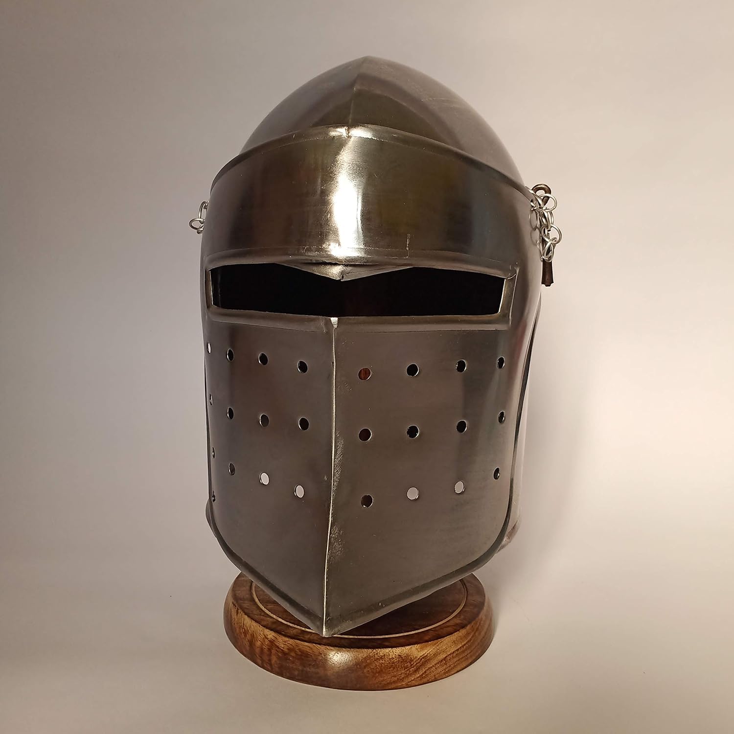 Regal Nauticaz Renaissance Detachable Visor Barbute 16 Guage Functional Helmets Armor Silver | Armour Wearable for Adult | Medieval Costumes Helmet