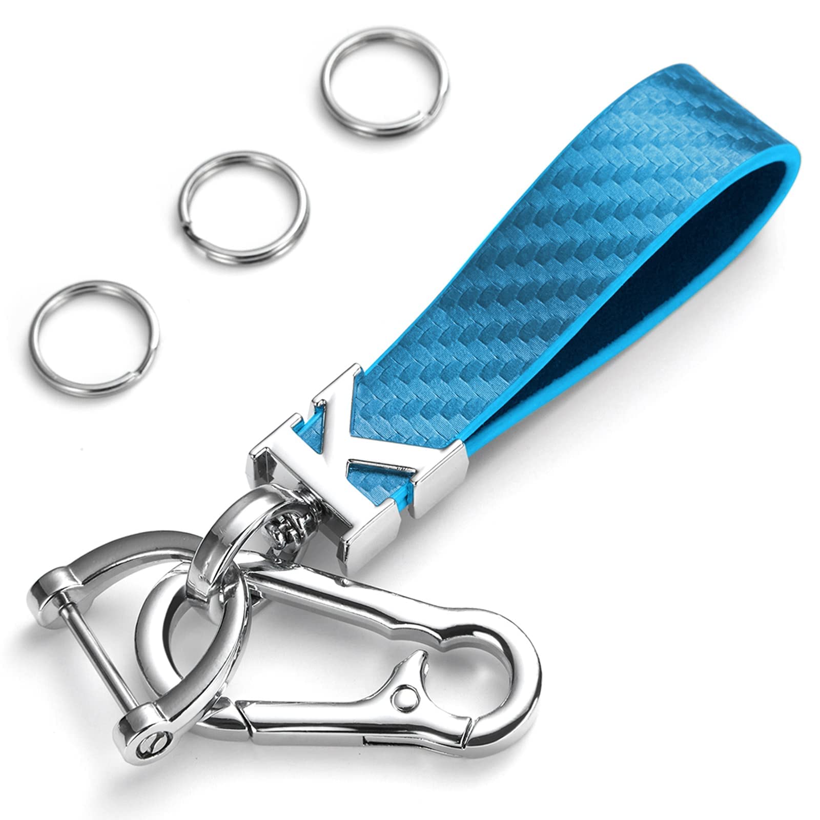 GENREEN Multifunctional Car and Home Keychain Black Genuine Leather Key Chain and Metal Key Rings for Men Women, with 360 Degree Rotatable Snap Swivel and Anti-lost Screw