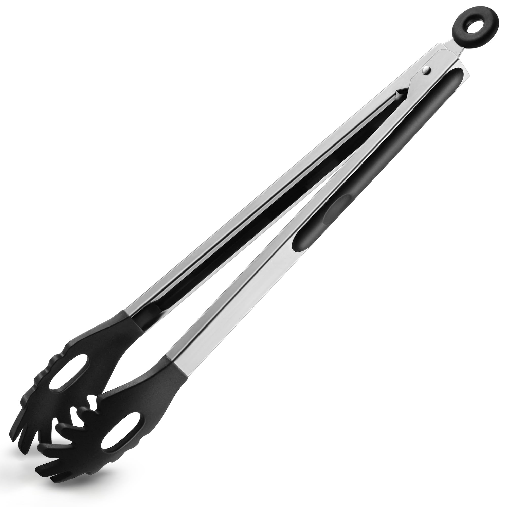 Pinze per Pasta HE-SANQI 12 Pollici in Silicone Resistente al Calo Antiaderente Nero 30 cm
