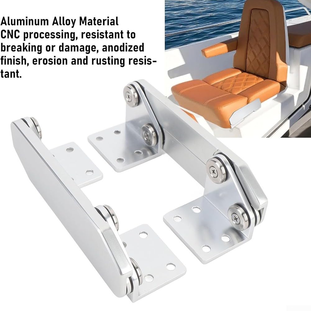 Jayruit 1 Coppia di Cerniere di Montaggio per Sedile Barca, Cerniere per Sedile Barca, Cerniera Pieghevole in Lega di Alluminio per Sedile a Panca per Barca, Yacht, Pontone, Nave