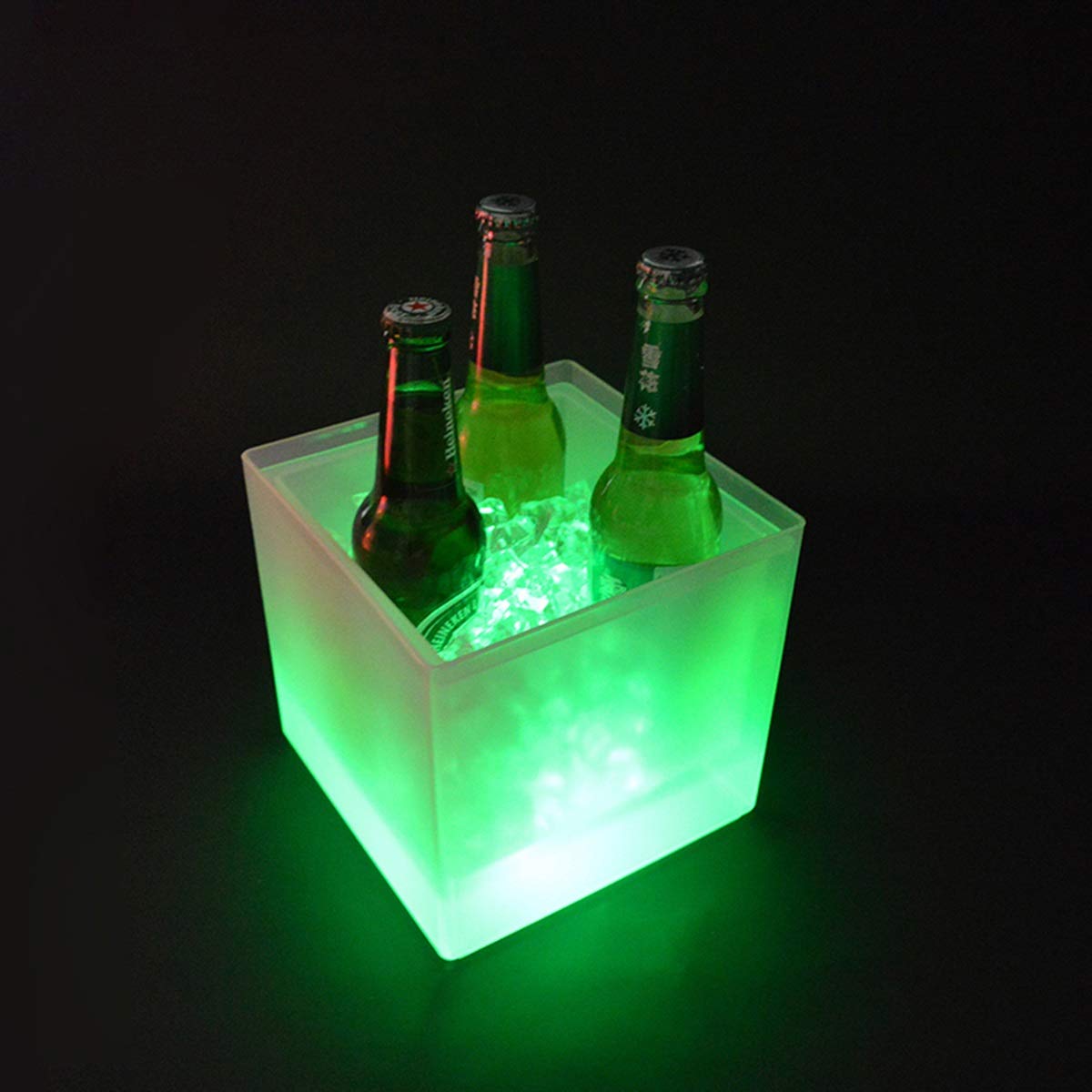 Eiskübel Led, Sektkühler Getränke Bar Ice Bucket Eiskübel, Led Eiskübel Lichter Quadrat Reagenzglas Topf Rotwein Champagner Eimer Beständig Gegen Eiswein Cocktail Licht Weinregal Bar, NA