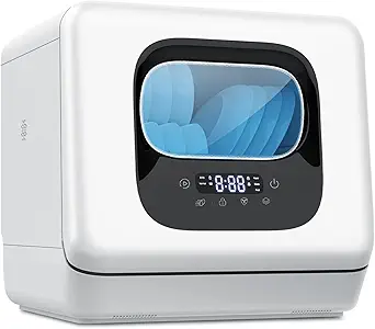 COWSAR Portable Dishwasher Countertop with 6 Washing modes, 360° Dual Spray Rinse, 167°F High-Temp & Air-Dry Function Portable Dishwasher Suit for Camping, Kitchens, Small Apartments, RVs, Dorms