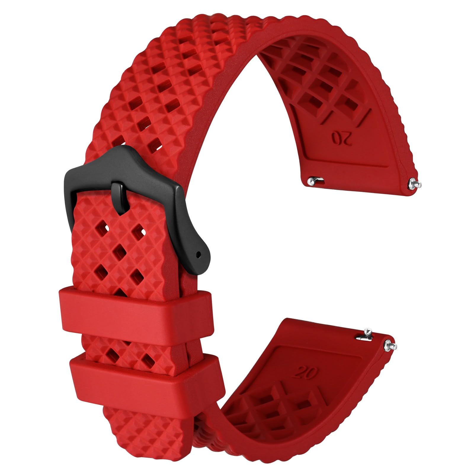 Anbeer Silikon Uhrenarmbänder, Fluorkautschuk Uhrenarmbänder 18mm 20mm 22mm,Schnellverschluss Ersatzarmband für Herren