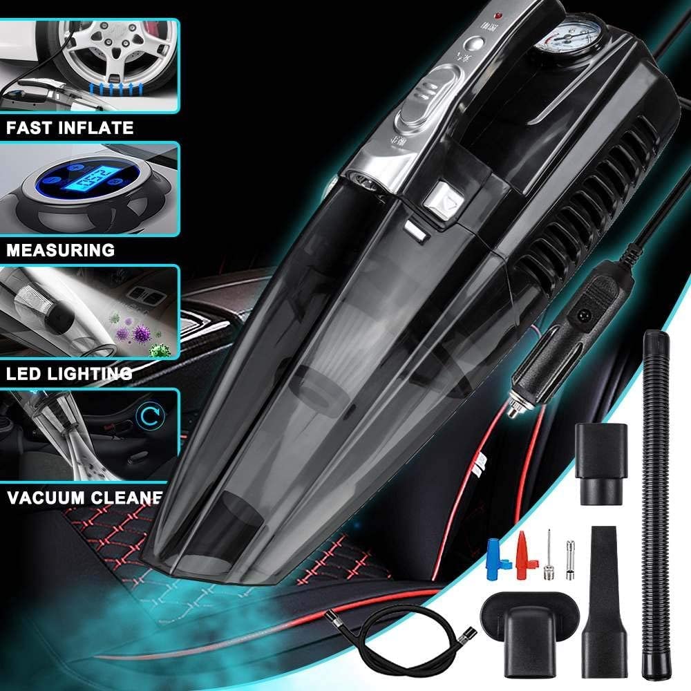 120W 4 in 1 Multi Function Car Vacuum Cleaner Inflatable Pump with Digital Display Portable Dual Use Car Auto Air Compressor(Color:Digital)