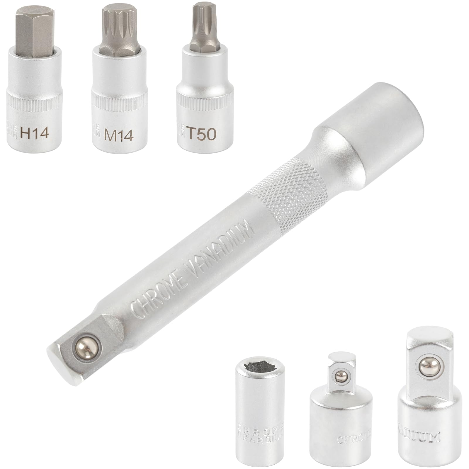 TECPO Juego de llaves dinamométricas de 1/2 pulgadas, 50 – 350 Nm, 72 dientes mecánicos, calibrado, alta precisión de ± 3%, en maletín del sistema, llave de bits de extensión para neumáticos, montaje