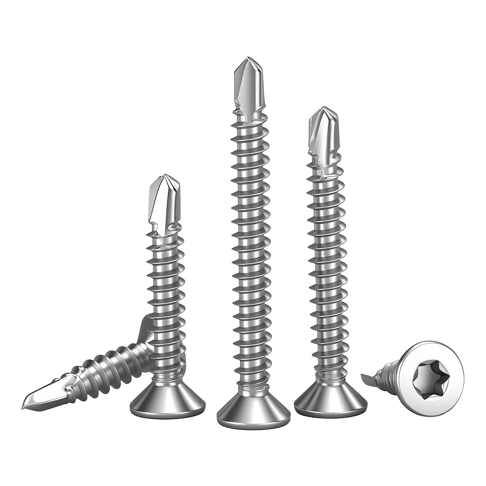 FandWay 205 Pcs Torx Self Tapping Screws Metal,M4.2x13~38mm Torx Countersunk Self Drilling Screws,Flat Head Sheet Metal Tek Screw 410 Stainless Steel With 1 T20 Bits For Aluminum Metalwork Roofing - Image 2