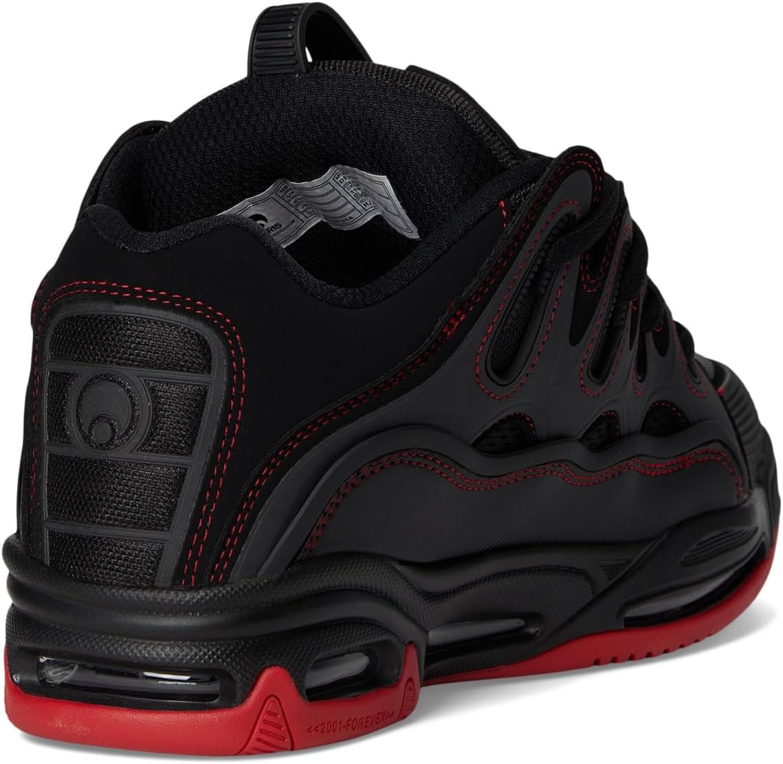 Osiris Men's D3 2001 Skate Shoe, Black/Red/Red, 10