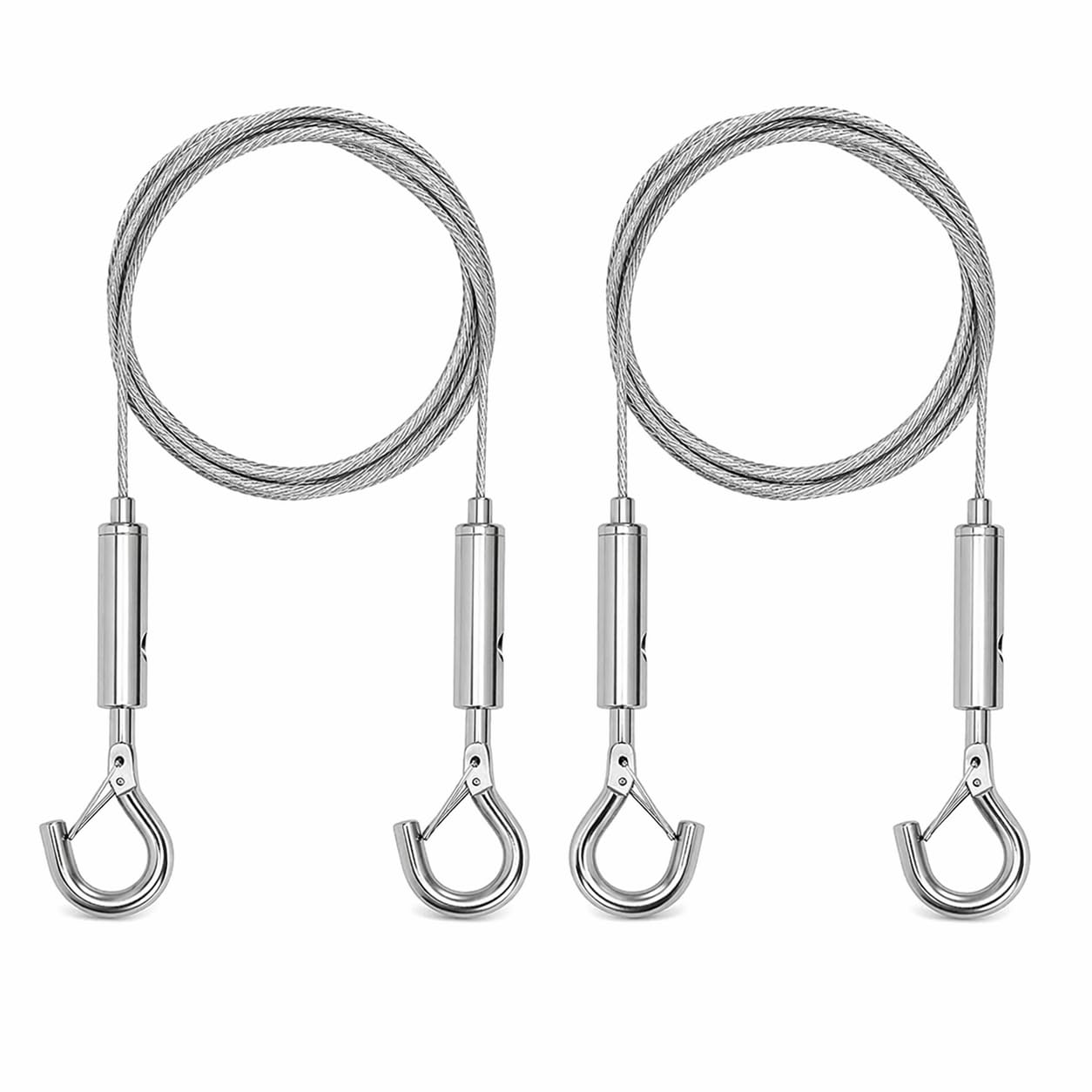 2 Adjustable Picture Hanging Wires 1 m - Dual-Hook Stainless Steel Kit