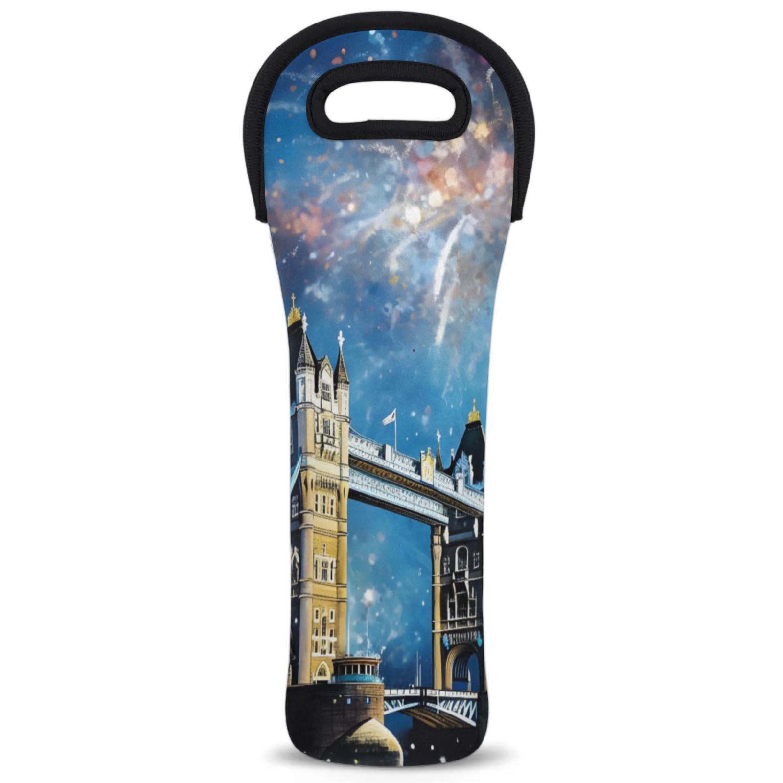Neoprene Wine Tote Carrier Bag for Wine,Water, Champagne, Beer, Baby Bottles 15.6 x 5.1 Inches, Protective Wine Bag,London Bridge
