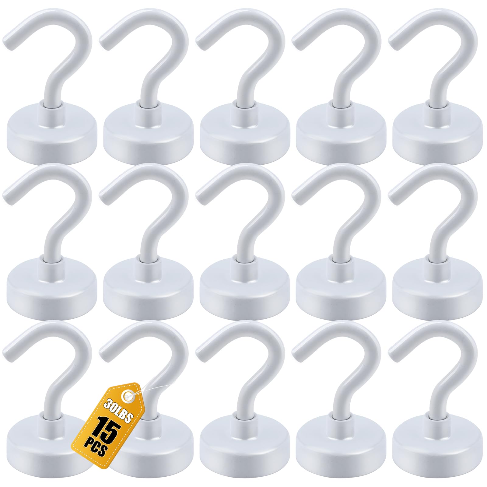 DIYMAG Magnetic Hooks 15pcs 30lbs Cruise Essentials 2026 Magnet Hook White