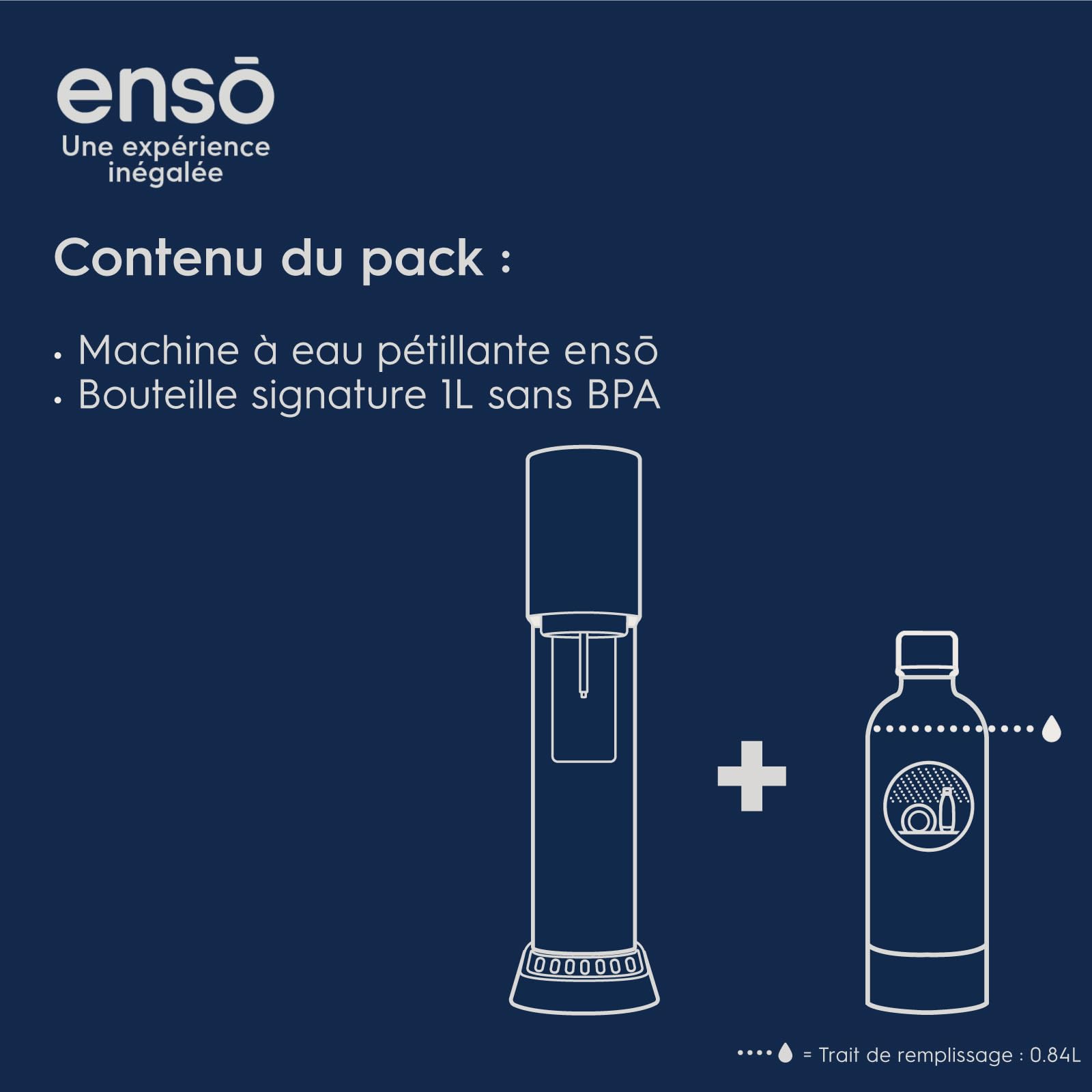 sodastream ensō Machine à Eau Pétillante et Soda | Pack 1 Bouteille 1L Compatible Lave-Vaisselle | Finition Acier Inoxydable