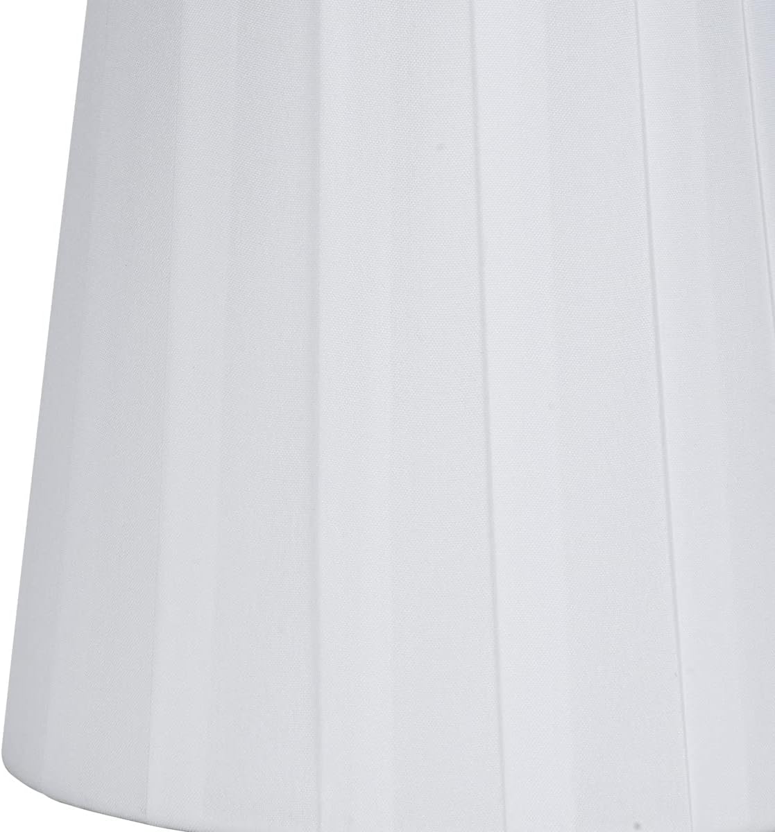 LAMPWELL MIRA Clip-on Chandelier Lamp Shades,Set of 6,Small Barrel,5.2"×4"×H5.2", Fabric Ribbon, Handmade,Modern Decorative,ONLY FOR CANDLE BULB,White