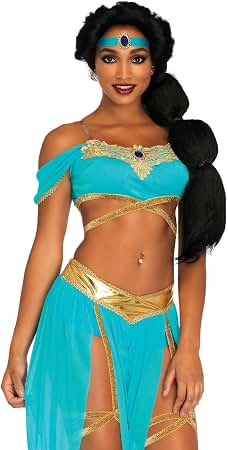 Cosearlm Genie Costume for Women Dream Genie Arabian Pink Suit Full Set Halloween Costume