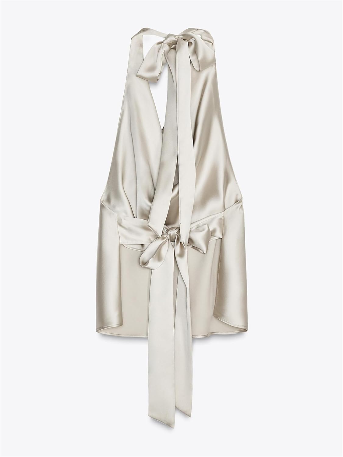 Women Sexy Halter Cowl Neck Silky Satin Tank Top Fairycore Backless Draped Front Tie Back Camisole Dressy Going Out Top - Image 6