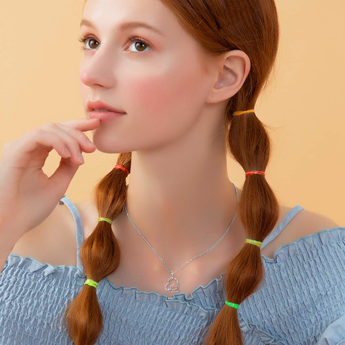 LONAGO Rabbit Heart Pendant Necklace Sterling Silver Bunny Pendant Necklaces Gift for Women Daughter - Image 2