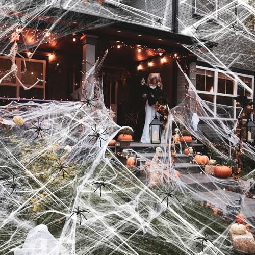 Telarañas decorativas Telaraña de Halloween 300g con 30 arañas Decoraciones de Halloween con telarañas extensibles Decoraciones terroríficas para fiestas Decoraciones para ventanas/puertas/jardín
