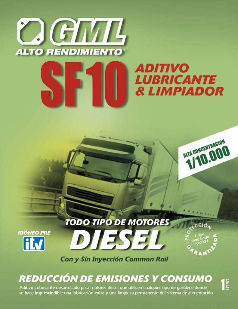 GML SF10 Aditivo Profesional Combustible – Limpiador y Lubricante Ultra Concentrado – Tratamiento para 10.000L – Tecnología Aderco V25 – 1 Litro
