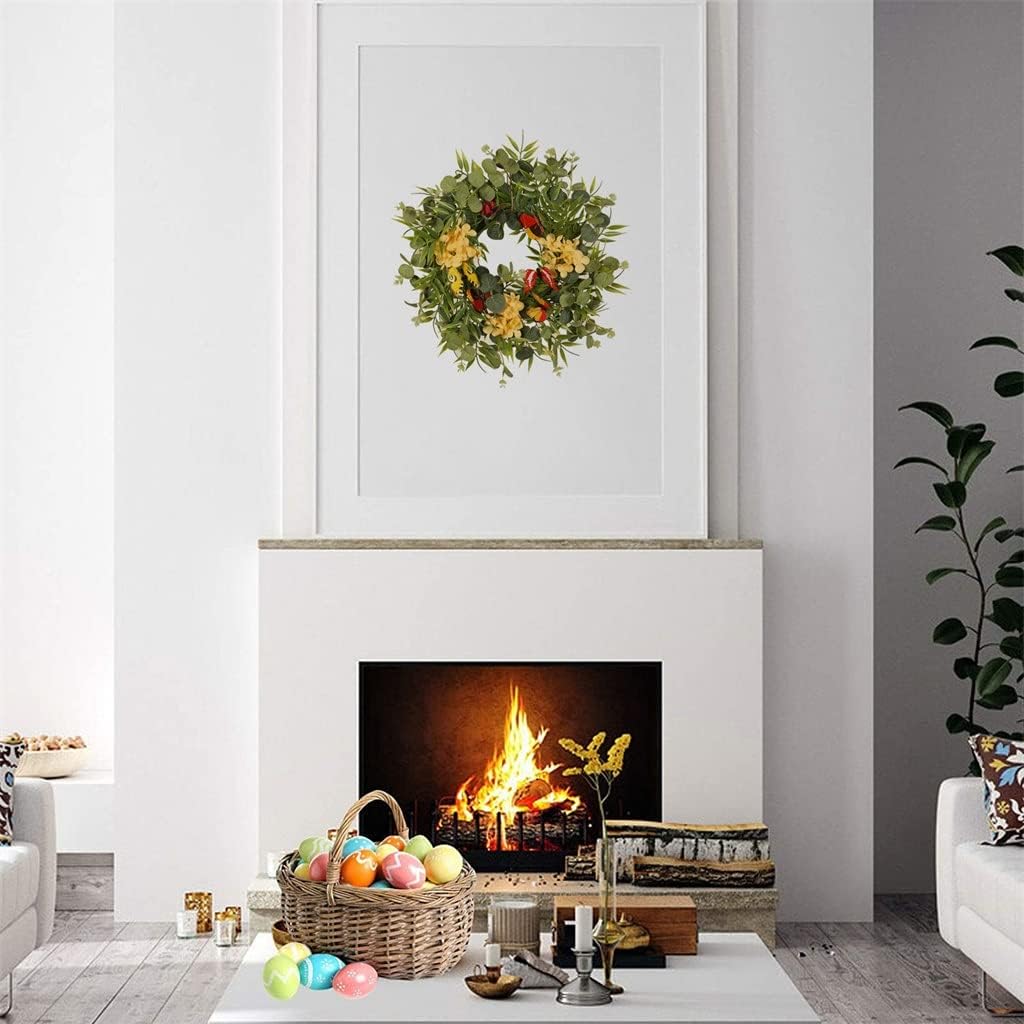 Artificial Eucalyptus Leaf Spring Wreath, Outdoor Decorative Welcome