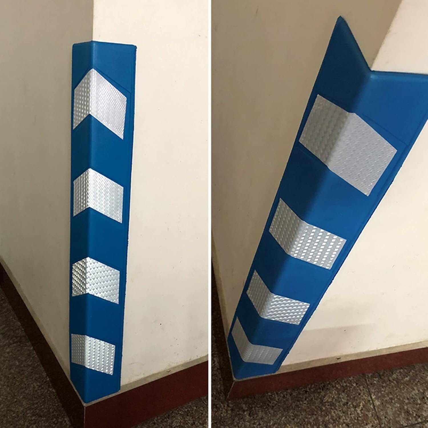 Garage Wall Protector,Wall Corner Protector, Parking Garage Warehouse Bollard, Reflective Workshop Ground Floor Garage Corner Guard,Blue,2pcs