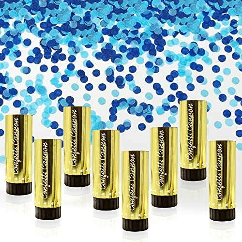 Image of Confetti Poppers Cannons for Wedding Birthday Graduation Baby Shower Anniversary Christmas New Year's Kids Fun Party Supplies Decorations and Favors (Blue)