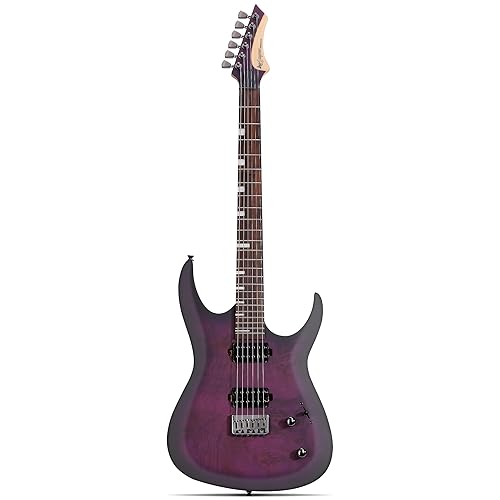 Leo Jaymz Tornado 6-String Electric Guitar, Okoume Body, Maple Neck, Laurel Fingerboard, Dual Alnico V Pickups, Locking Tuners, 3-Way Switch, 24 Frets (Purple Burl) - Purple Burl