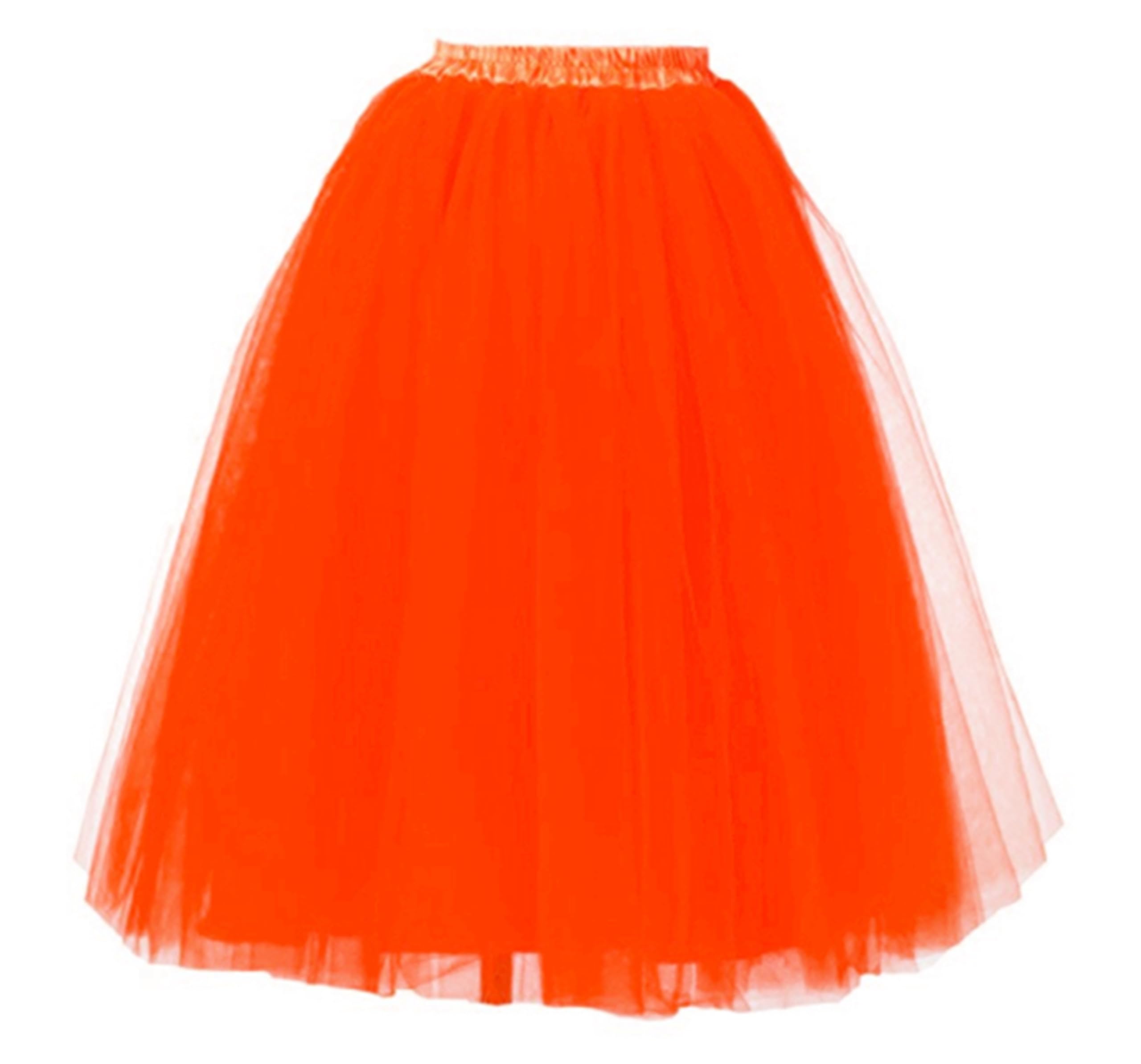 A Liittle Tree Women's Orange - 5 Layer Long Girls Ballet Fancy Tutu Skirts Underskirts Petticoat(Orange)