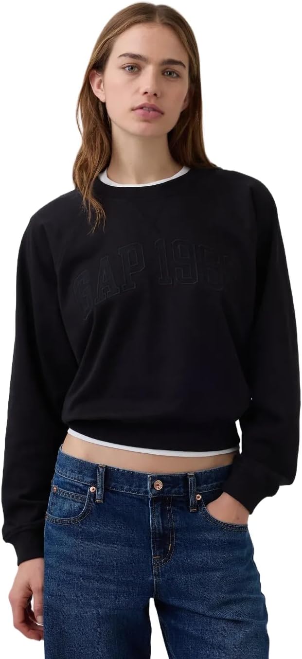 GAP Women's French Terry Logo Crew Sweatshirt