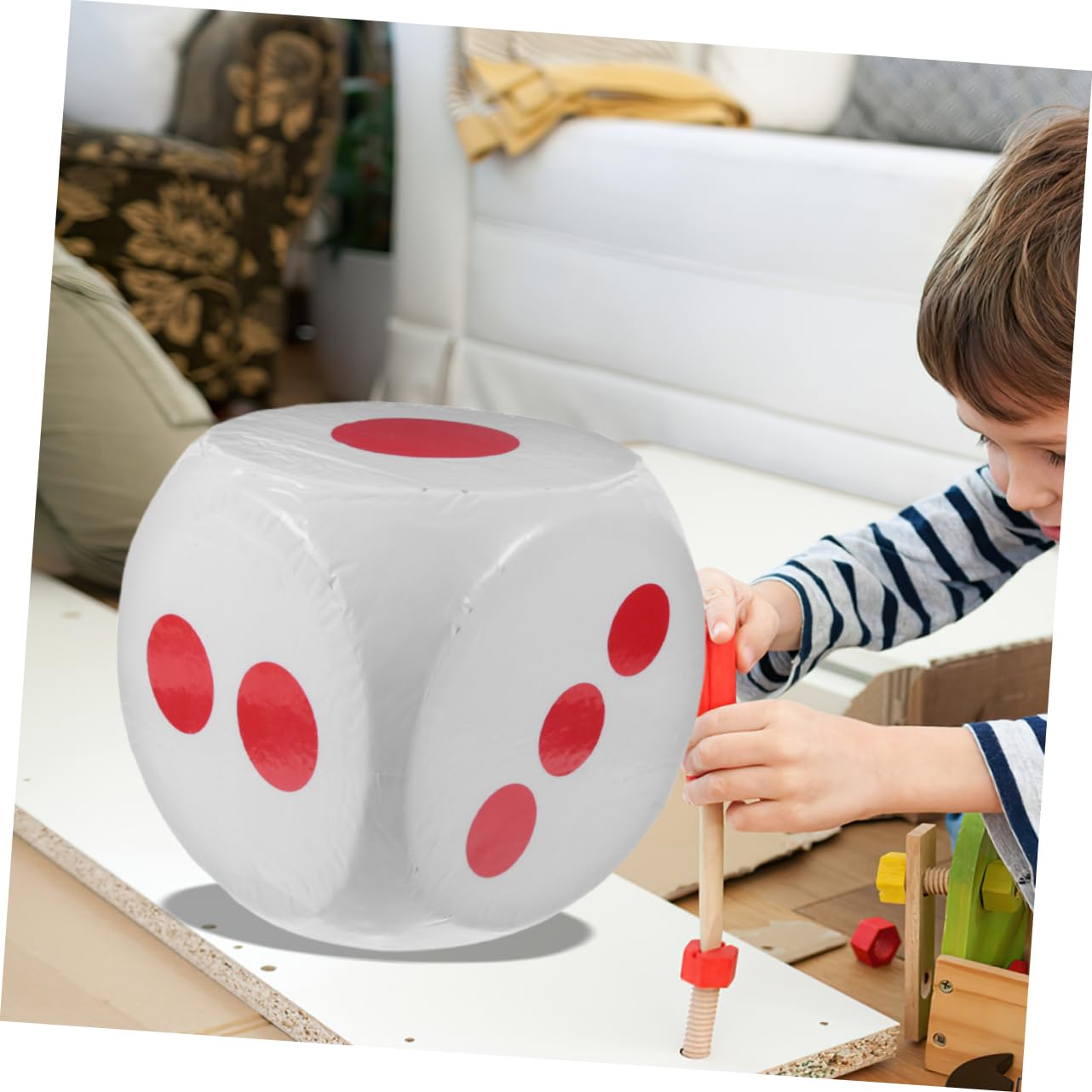 Toyvian Dé Extra Large en Mousse Blanc, Bords Arrondis, Sûr et Portable, pour Jeux de Table, Classe et Apprentissage des Mathématiques