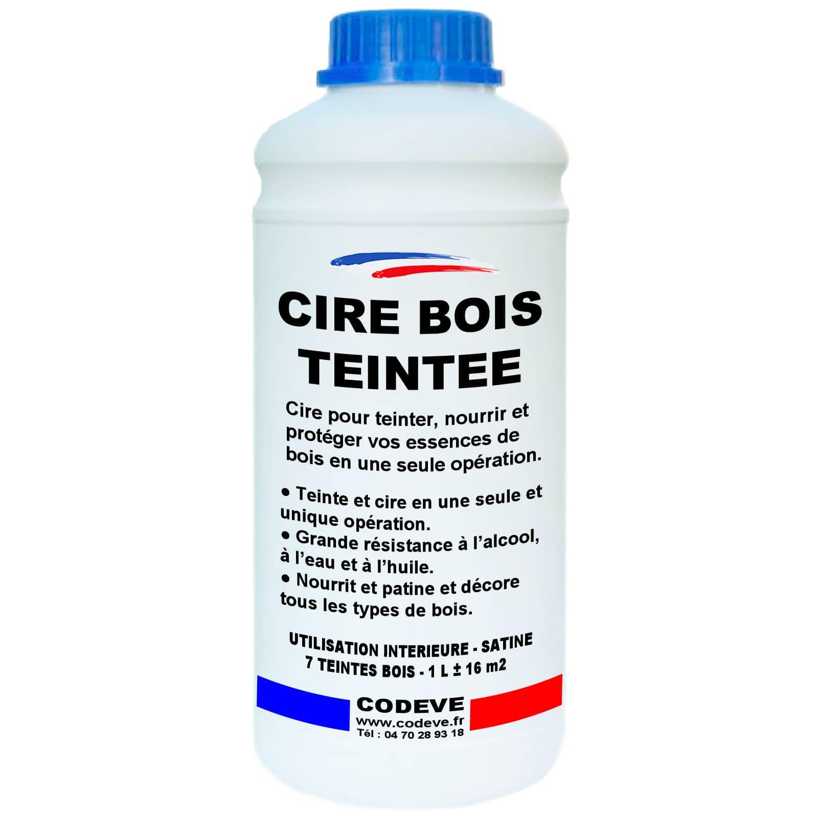 Cire Bois Teintee - Codeve Bois/Chêne clair - 1L - Intérieur - Pour L'entretien De Tous Vos Types De Bois Massif, Stratifié, Lamellé Ou Collé.