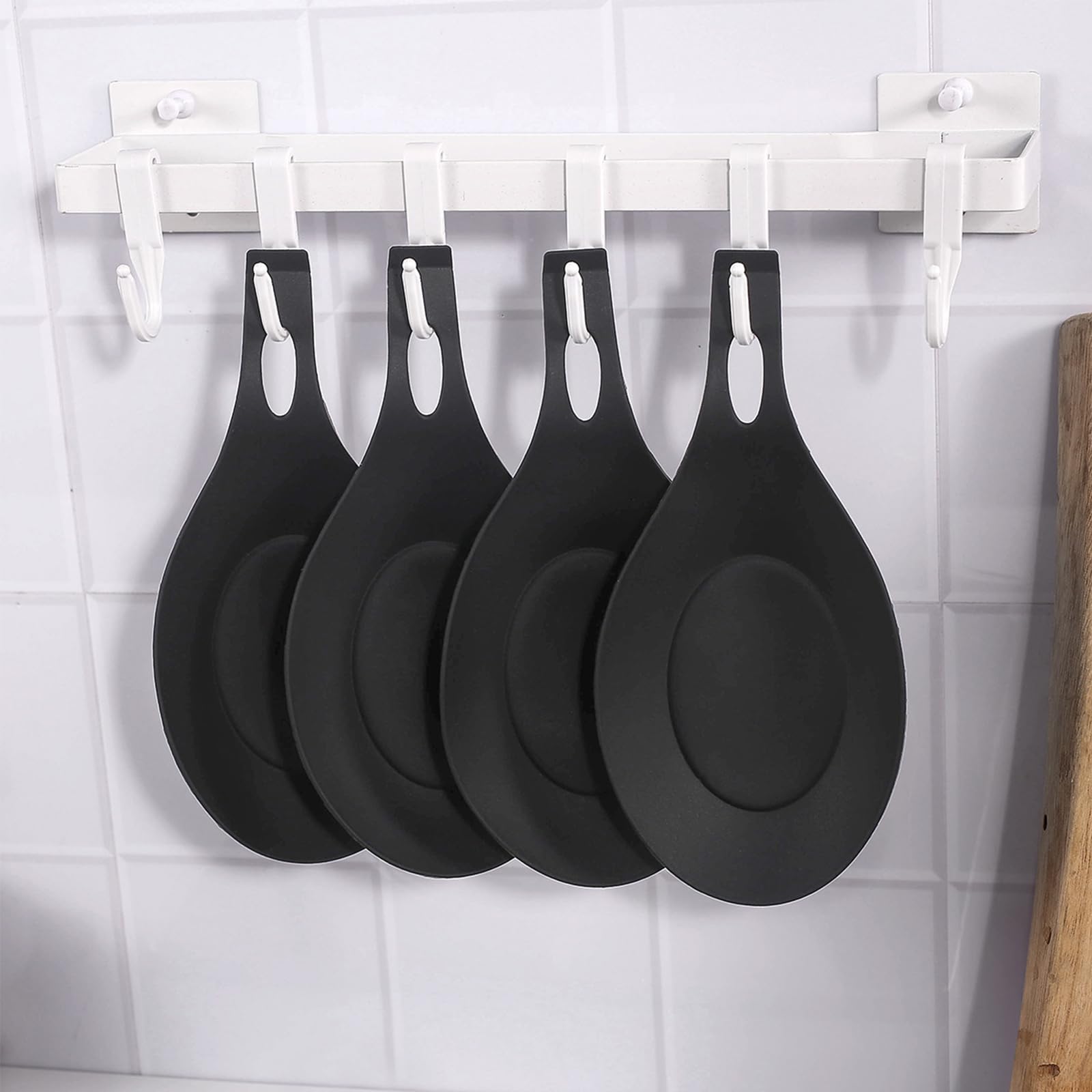 2 pcs Bandeja de Silicona para Cucharas, Soporte para Cucharas de Cocina, Bandeja de Silicona para Cucharas, Bandeja de Silicona para Cucharas de Cocina Negro + Gris,