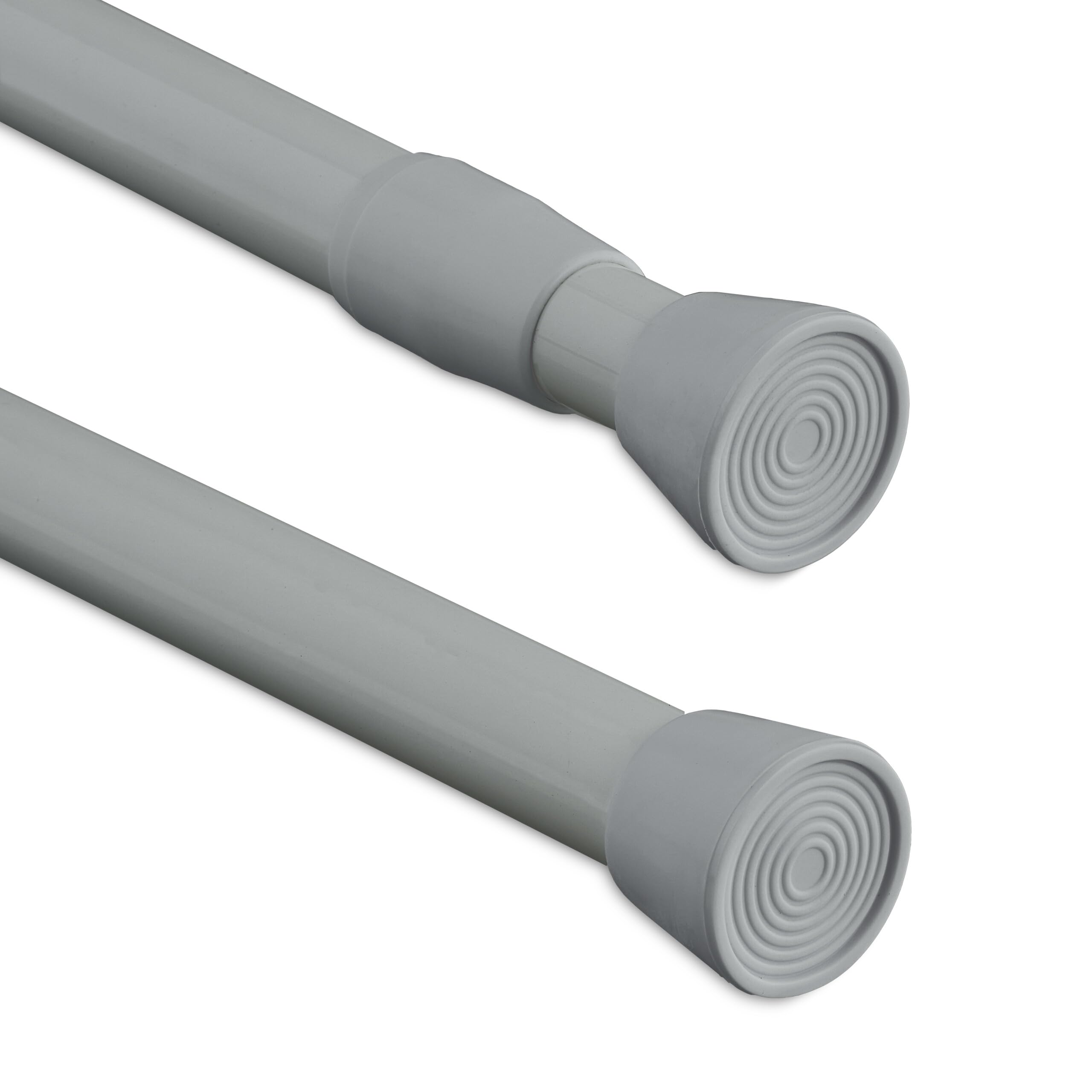 Relaxdays Barra Cortina Extensible, 120 - 220 cm, Palo Presión Ducha, Visillos, Acero Inoxidable, sin Taladrar, Gris