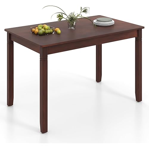 Giantex 48” x 29” Dining Table with Wood Legs, Rectangular Dinner Table for Small Space, Apartment, Living Room, Dinette, Load 330 Lbs, Dining Room, Kitchen (Cherry)
