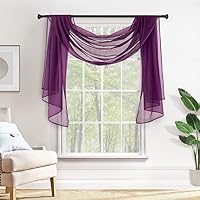 Vista 23 de MIULEE Cortina Scarf Transparente para Ventana Cenefa Extra Larga Superior Terracota Elegantes Cortinas Swag de Lujo Tela Drapeada para Arco de Boda