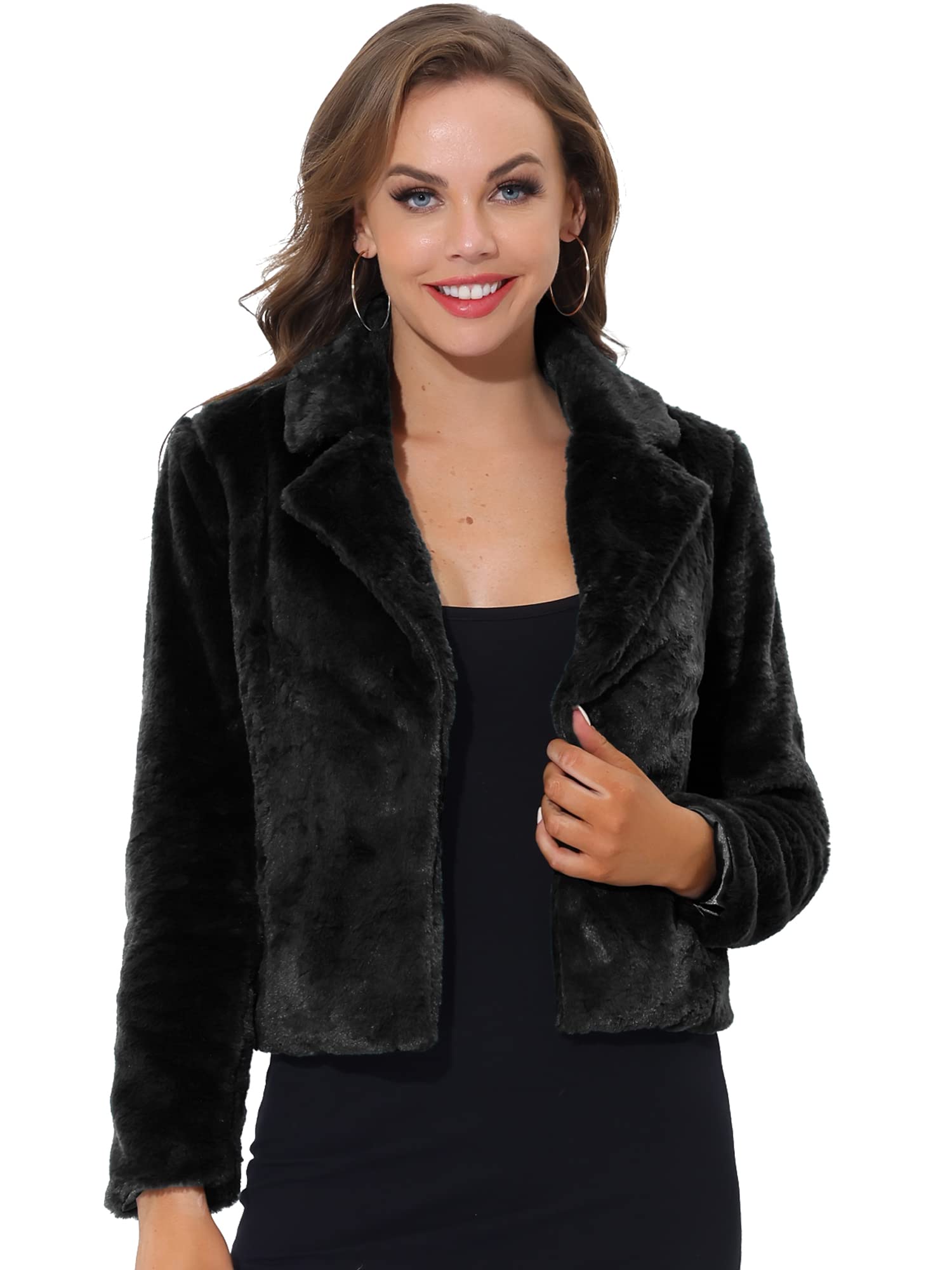 Allegra K Cropped Fur Jacket