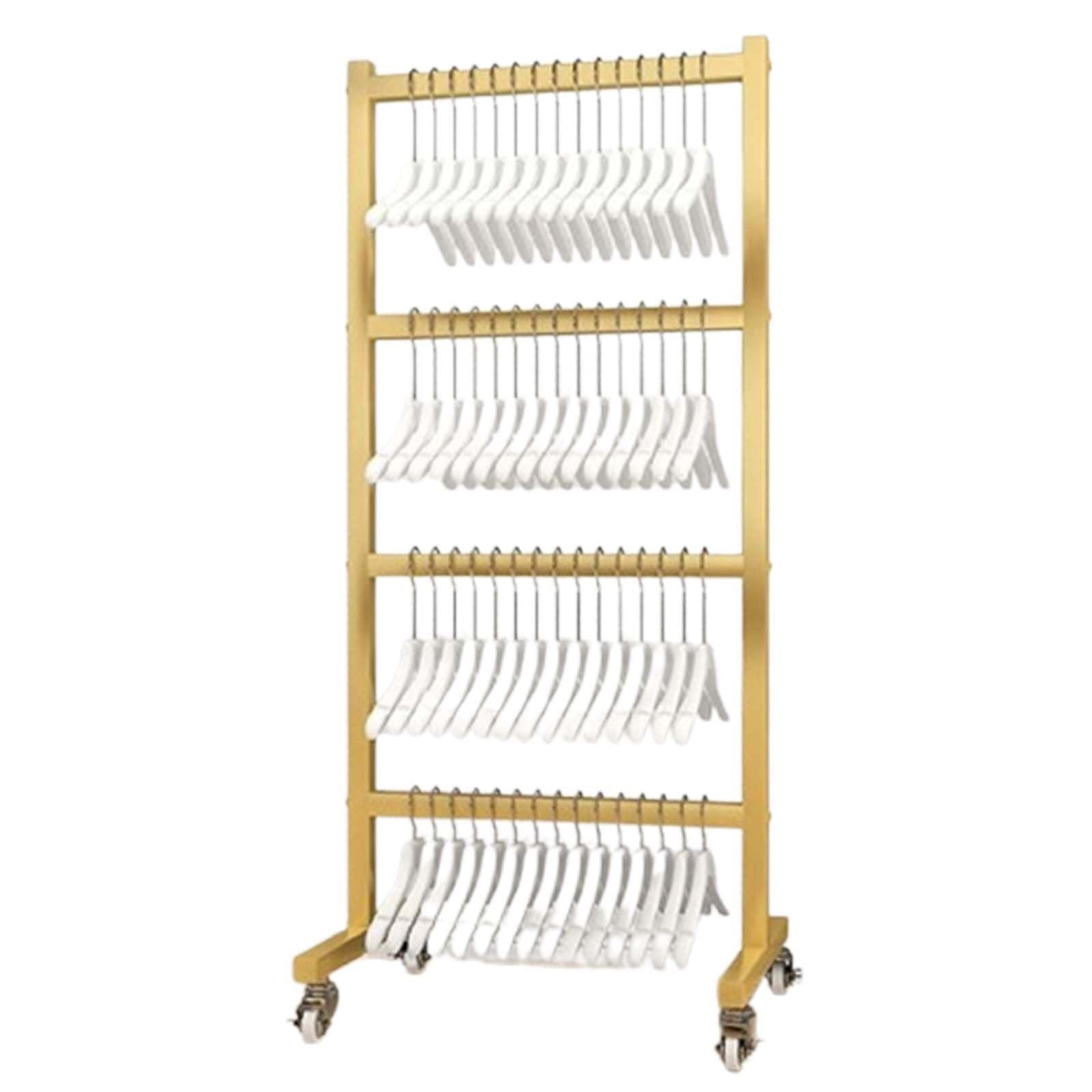 Rangement de cintres empilable en métal or avec roues pour commerce et maison