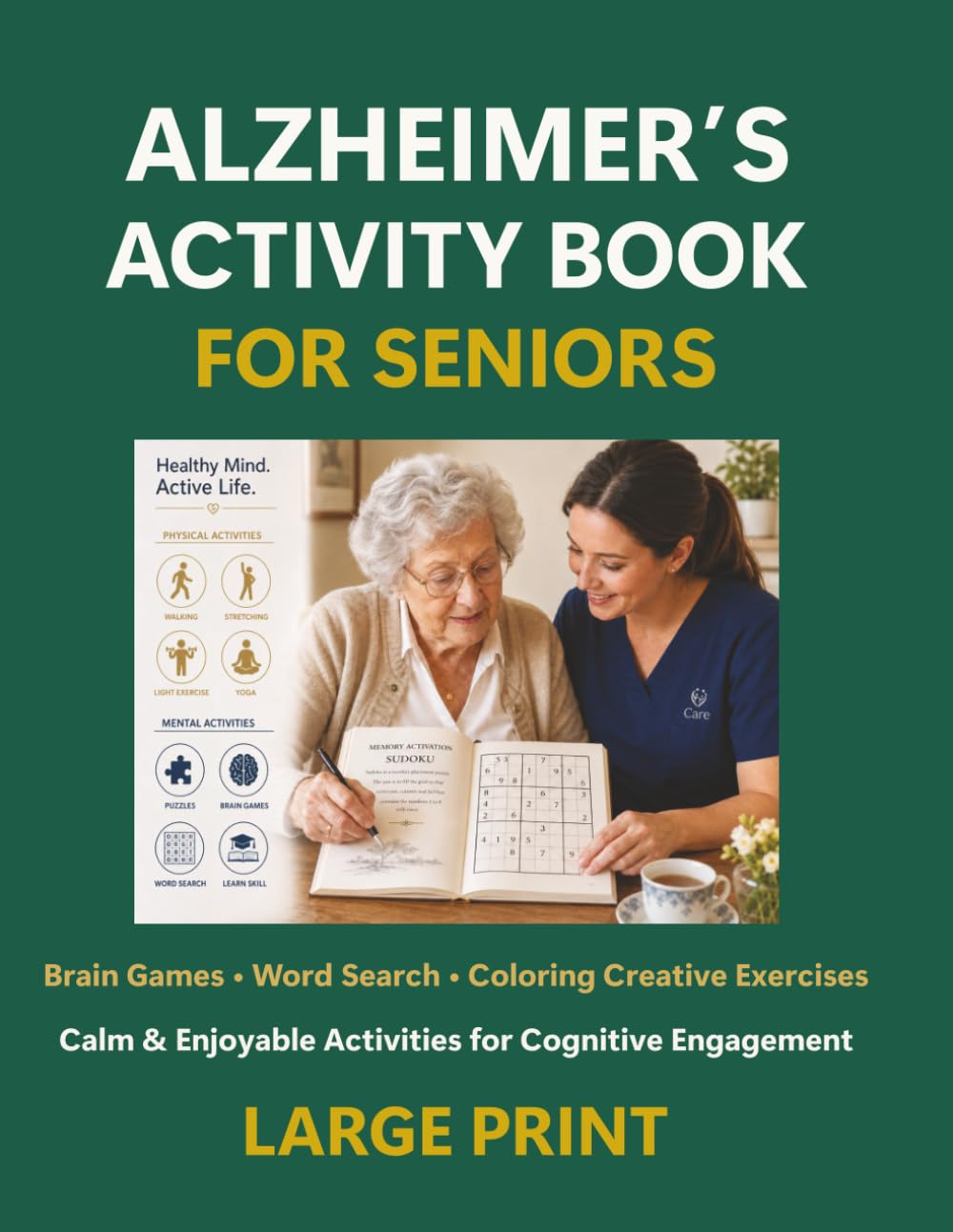 Alzheimer’s Activity Book for Seniors (Large Print): Joy Moments – Brain Games, Word Search & Creative Exercises for Cognitive Stimulation