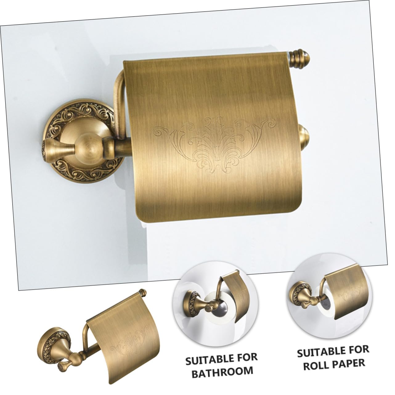 TEHAUX Portarrollos Papel Higiénico Cobre Resistente Soporte para Rollo Baño Diseño Compacto Uso Hogar Oficina Hotel