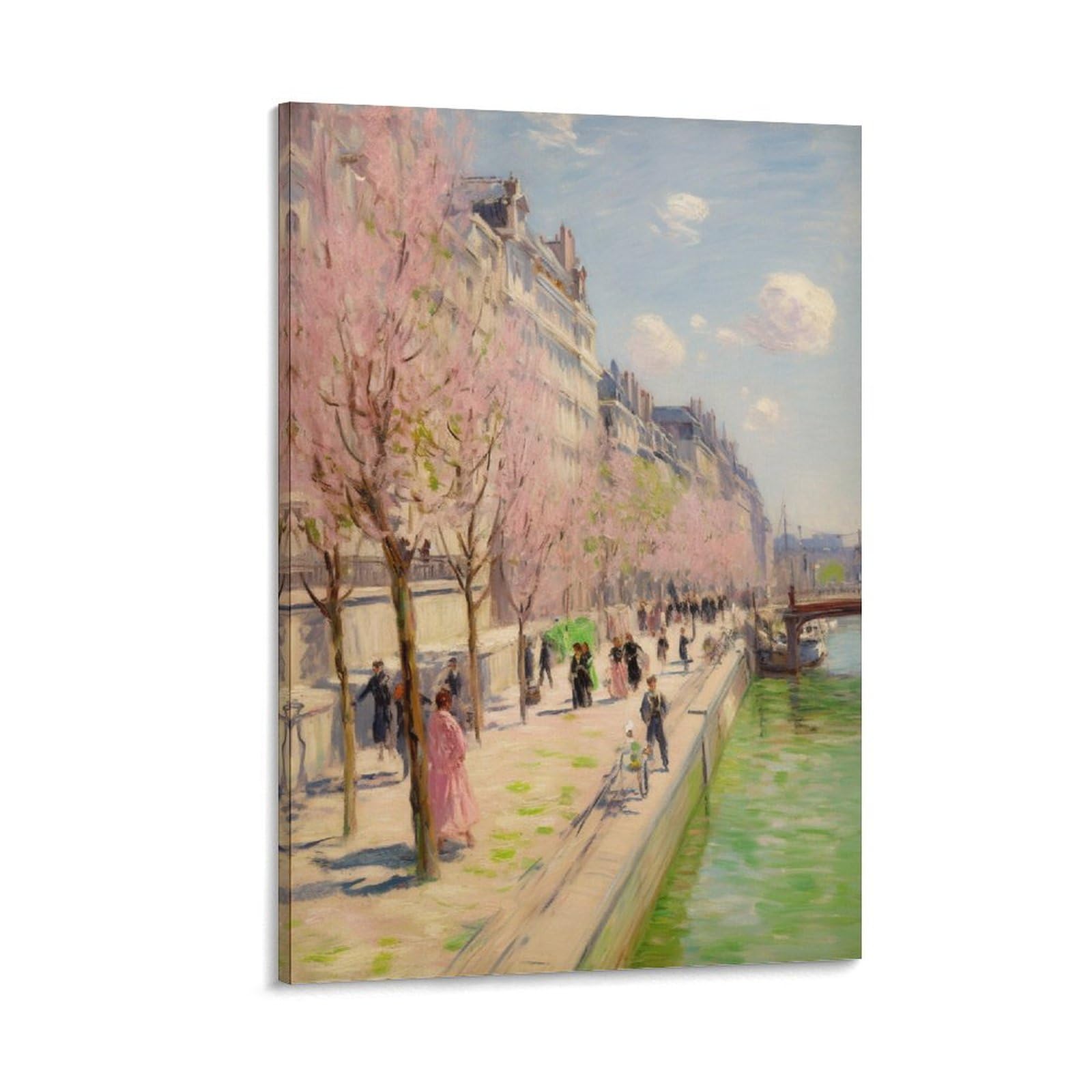 AYAROS Rustic Blossom Tree Wall Art Canvas Poster Retro French Cityscape Wall Decor Poster Dormitory Decor Painting Art Framed 12x18 inch