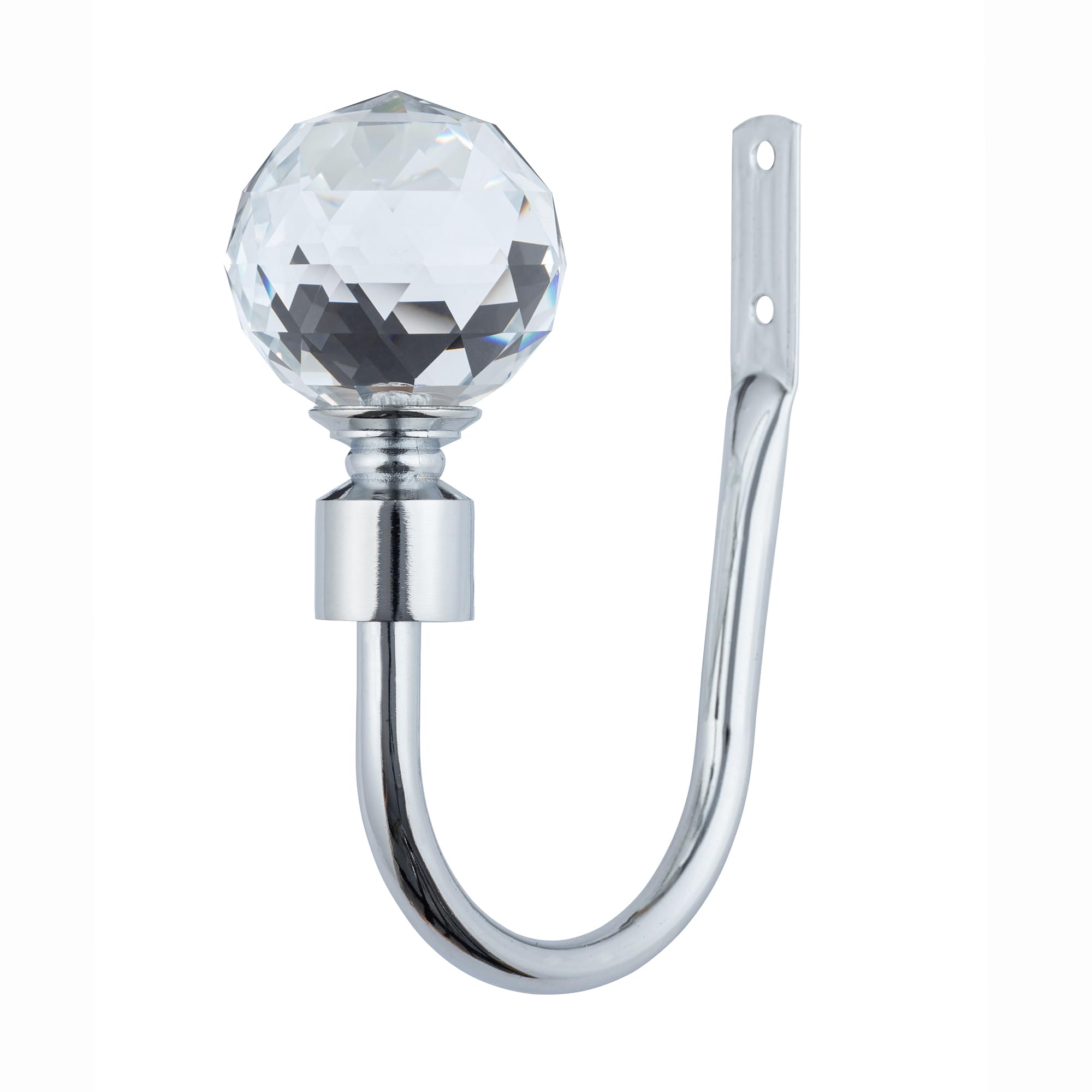 A.Unique Home Pair of Gem Crystal Ball Metal Holdbacks with Fittings, In a Variety of Colours. (Nickel, Holdbacks)