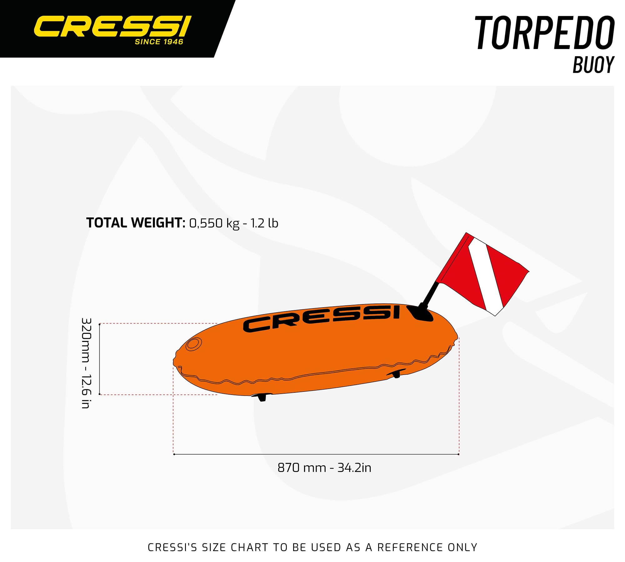 Cressi Technical Inflatable Float with Dive Flag - Ideal for Diving, Freediving, Spearfishing, Snorkeling